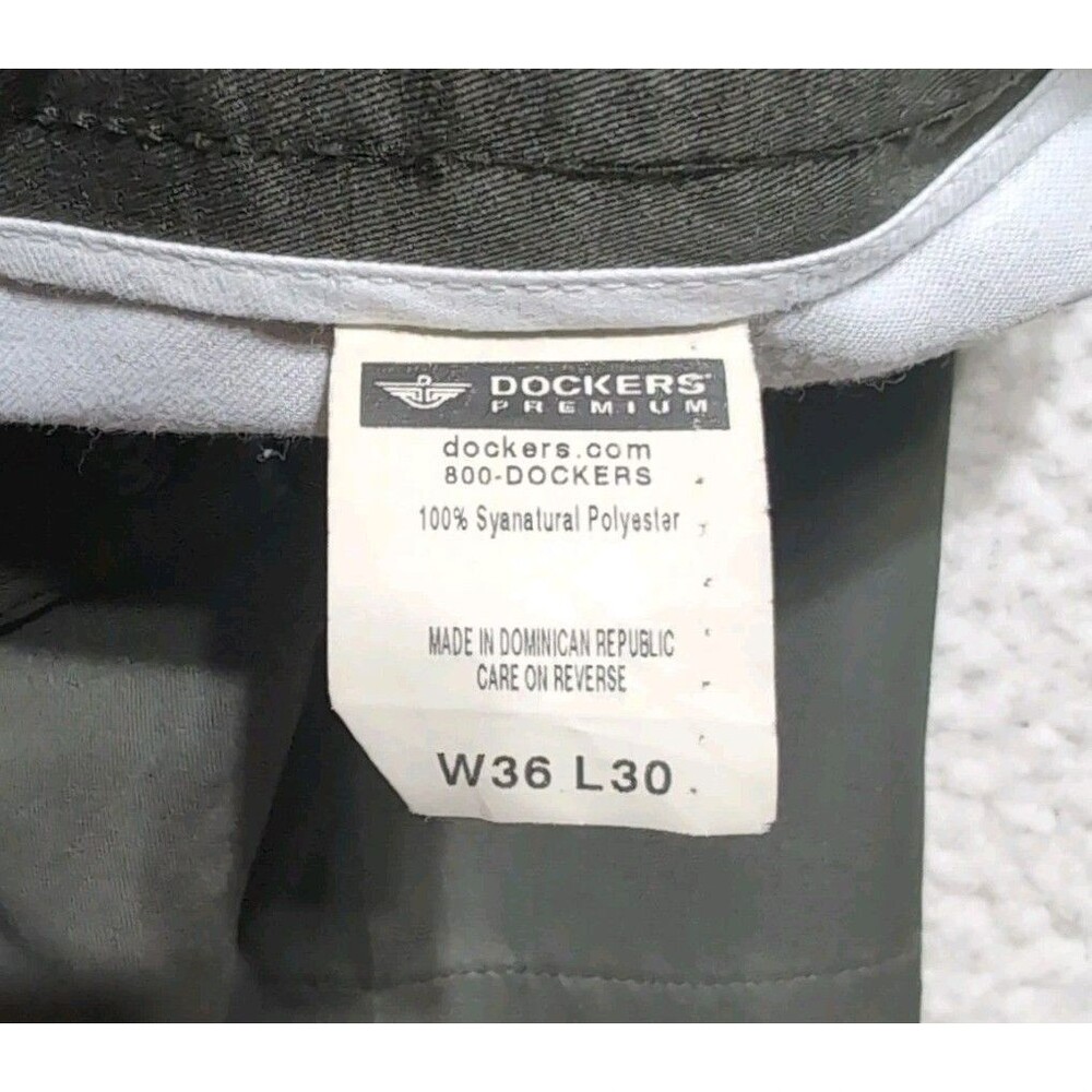 Dockers Premium Men’s 36x30 Green Flat Front Casual Straight Khaki Dress Pants - Picture 6 of 7